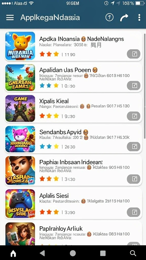 Menu karakter dengan pilihan yang beragam.