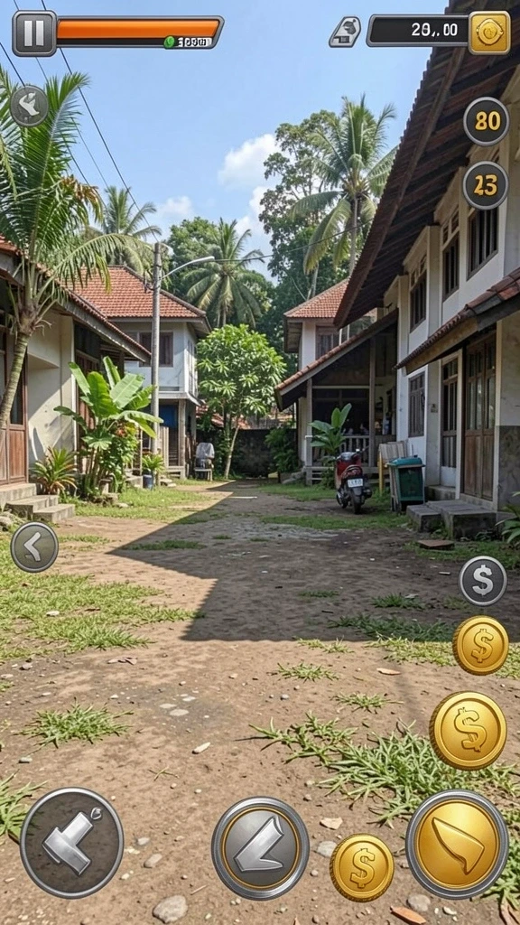 Screenshot menunjukkan karakter utama dalam aksi petualangan.
